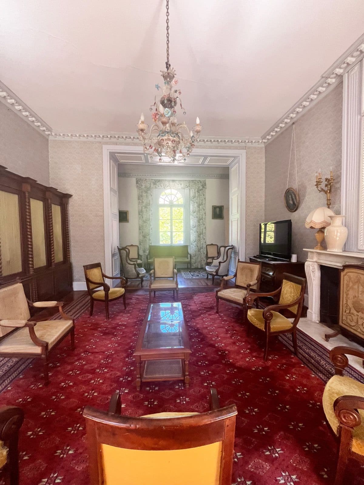 Le salon et son lustre